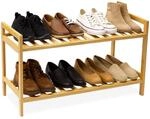 Relaxdays Schuhregal, HxBxT: 40 x 69 x 27 cm, Bambus, 2 Ebenen, f&uuml;r 6 Paar Schuhe,