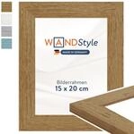 WANDStyle Bilderrahmen 15x20 Eiche, Landhausstil Bilderrahmen Holz, hochwertiger