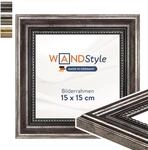 WANDStyle Bilderrahmen 15x15 Vintage, Bilderrahmen Metall-Optik Holz, hochwertiger