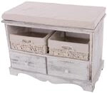 Sitzbank Kommode mit 2 K&ouml;rben 42x62x33cm, Shabby-Look, Vintage - wei&szlig;