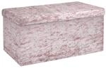 INTIRILIFE Faltbare Sitzbank 76x38x38cm in Samt Rosa - Sitzw&uuml;rfel mit Stauraum und