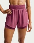 NIKE Damen One Dri-Fit High-Rise 3In 2N1 Shorts, Pink Smoke/White, S