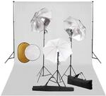 vidaXL Fotostudio Set mit Leuchten Schirmen Hintergrund Reflektor Teleskop