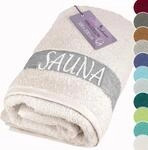 Lashuma Saunahandtuch 100x200 cm, Frottee XXL Badetuch in Natur