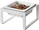 Yamazaki 5816 Tower Pet Food Bowl Stand Single, White, Steel/Ceramic, 15 x 15.5 x 10