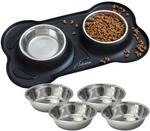 KaraLuna Napfunterlage aus Silikon mit Edelstahl Futternapf I F&uuml;r Katzen & Hunde I