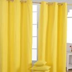 Homescapes 2er Set eifarbige &Ouml;sen Gardinen je B117 x L137 cm aus 100% Baumwolle,