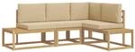 vidaXL Outdoor-Sofagarnitur 3 St&uuml;ck Wei&szlig; und Beige Polyester, Akazie Holz Sofa,