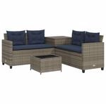 vidaXL Gartensofa mit Tisch und Kissen L-Form, Outdoor Sofa zum Entspannen,