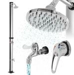 ML-Design Solardusche 20 L 210cm rund mit Fu&szlig;dusche und Regenduschkopf,