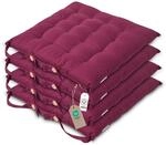 Homescapes 4er Set Stuhlkissen 40x40 cm weinrot &ndash; Sitzkissen Outdoor/Indoor mit
