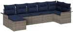 vidaXL Gartensofa-Set mit Speicher 7 pcs Hellgrau Poly-Rattan, Gartenlounge,