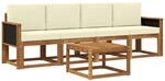 vidaXL Outdoor-Sofagarnitur mit Kissen 4 pcs Natur und Creme, Garten, modernes