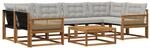 vidaXL Outdoor-Sofagarnitur mit Kissen 7 pcs Nat&uuml;rlich und Hellgrau, Garten,