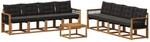 vidaXL Outdoor-Sofagarnitur mit Kissen 9 pcs Nat&uuml;rlich und Schwarz, Moderne