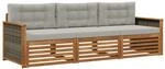 vidaXL Outdoor-Sofagarnitur mit Kissen 3 pcs Nat&uuml;rlich und Hellgrau, Outdoor Lounge,