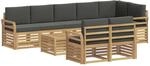 vidaXL Outdoor-Sofagarnitur 9 pcs Wei&szlig; und Anthrazit 59 x 59 x 37 cm, Garten-Sofa,