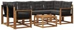 vidaXL Outdoor-Sofagarnitur mit Kissen 7 pcs Nat&uuml;rlich und Schwarz, Moderne