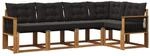 vidaXL Outdoor-Sofagarnitur mit Kissen 5 pcs Nat&uuml;rlich und Schwarz, Moderne