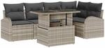 vidaXL Gartensofa-Set mit Kissen mit Kissen 6 pcs Hellgrau Poly Rattan, Garten &