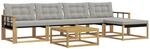 vidaXL Gartenm&ouml;bel-Set, 6-teilig, wei&szlig; und hellgrau, modernes Sofa aus Akazienholz,