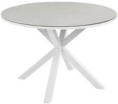 Beliani Gartentisch Keramik Taupe Aluminium wei&szlig; rund ⌀ 120 cm X-Beine modern