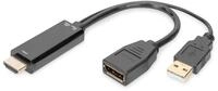 DIGITUS HDMI-Adapter, HDMI zu DisplayPort, UltraHD 4K/30Hz, 0,2 m, DP 1.2,