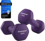 SONGMICS Kurzhanteln, 2er Set, 2 x 2 kg, rutschfeste Hanteln mit matter Beschichtung