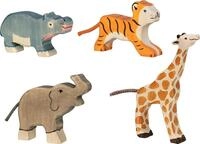 Holztiger 80632 Wilde Tiere Tierkinder &ndash; Set mit 4 niedlichen Spielfiguren aus