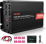 VEVOR 1500-W-Wechselrichter, 12 V DC auf 230 V AC, Reiner Sinus-Wechselrichter, mit