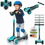 JUSKYS&reg; Kinderroller Lumox Blau - LED-Rollen mit 4-Farb-Blinkeinstellung,