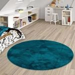 Pergamon Super Soft Kinder Hochflor Teppich Silky Kids Rund Petrol - f&uuml;r