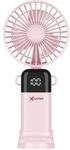 Xlayer Ventilator klappbarer Handventilator mit Smartphone Halterung 1.200 mAh (Pink)