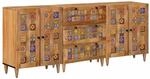 vidaXL Anrichte 3-teilig, naturfarben, 60 x 33,5 x 75 cm, Mangoholz, Anrichte aus