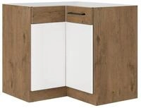 Vigo Eckunterschrank 90x90 Eiche Lancelot Wei&szlig; Hochglanz K&uuml;chenzeile Einbauk&uuml;che