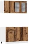 vidaXL 4-TLG. K&uuml;chenschrank-Set Lyon Altholz-Optik Holzwerkstoff, K&uuml;chenzeile,