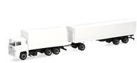 Herpa LKW Modell Scania 141 Planen-H&auml;ngerzug, wei&szlig;, Miniatur im Ma&szlig;stab 1:87,