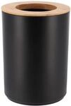 Tendance - PP-Abfalleimer mit Bambusdeckel 5L - Schwarz/Bambus - Badezimmer -