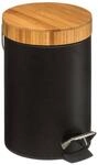 5five &ndash; Natur&eacute;o Schwarzer 3-Liter-Treteimer &ndash; Metall, Bambusdeckel,