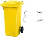 BRB M&uuml;lltonne MGB 120 Liter, mit Klemmring f&uuml;r M&uuml;lls&auml;cke (gelb)