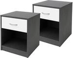 HTI living Nachtschrank mit 1 Schublade 2er-Set Nina Beton Wei&szlig; Nachttisch