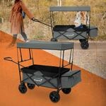 Hauki Bollerwagen faltbar mit Dach, Handwagen klappbar f&uuml;r Kinder, Strand, Picknick,