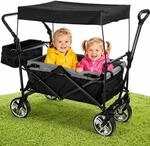 Bollerwagen faltbar mit Dach 105L 100kg Schiebegriff & Teleskop-Ziehstange 2
