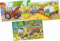 goki 57380 - Puzzles Fahrzeuge aus Holz - 3 Verschiedene Motive mit Fahrzeugen vom