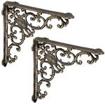 Relaxdays Regalwinkel antik, 2er Set, Regaltr&auml;ger Gusseisen, Barocke Ornamente,