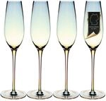 INTIRILIFE 4er Set Champagnergl&auml;ser mit Regenbogen-Schimmer und Wellenform 200 ml