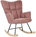 Beliani Schaukelsessel aus Stoff rosa gepolstert Schaukelstuhl modern gem&uuml;tlich Oulu