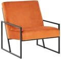 Beliani Sessel Samt orange mit schwarzem Metallgestell Armlehnen Lehne modern Delary