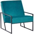 Beliani Sessel Samt blau gr&uuml;n mit schwarzem Metallgestell Armlehnen Lehne modern