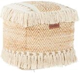 Beliani Pouf Jute Baumwolle beige mit Quasten quadratisch 40 x 40 cm Boho Stil